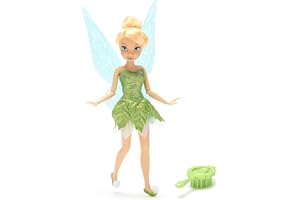 Disney Store Official, Peter Pan, Campanilla, muñeca clásica, 25 cm, muñeca del Hada de Disney Totalmente posable con un Elegante Atuendo, alas detalladas y Cepillo de Juguete, para Mayores de 3 años