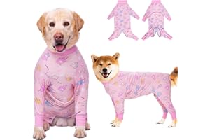 Yeapeeto Einteiler für Hunde, zur Erholung, für große und mittelgroße Hunde, Schlafanzug, Ganzkörper für Haarausfall, Allergien, Anti-Lecken, Wundschutz, Kegel-Alternative (2XL, Elefant)
