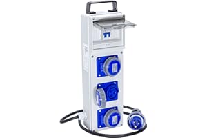 ELETTROWATT - Quadro Elettrico di Distribuzione Industriale da Cantiere ASC Portatile - 3 Prese CEE IP67 da 16A - Magnetotermico da 16A - Quadro Monofase Con Certificazione Inclusa - Made in Italy