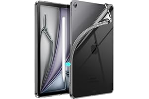 JETech Etui dla iPad Air 11 Cala M3/M2 (2025/2024), iPad Air 5/4 (10,9 Cala, Model 2022/2020, 5e/4e Gen), Miękki TPU Przezroczysty Tabletu Case, Wspierać Pencil Pro/Pencil 2 Ładowania (Czarny)