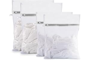 GEMMAHW 4 PCS Mesh Laundry Wash Bags, Mesh Laundry Bag for Washing Machine, Laundry Bags with Zips, Reusable Washing Machine Wash Bag Delicates Wash Bag for Clothes, Socks, Underwear, Bra (50x40cm/40x30cm)