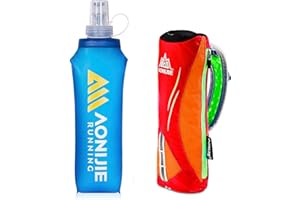 Geila Bouteille à Eau Handheld pour la Course, Bouteille à Main Grip de 17 oz avec Sac d'hydratation à Sangle, Ballon Souple BPA Sport