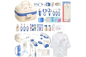 KalaDuck Doctors Set for Kids Age 3, 62PCS Toddler Doctors Kit with Dentist Toys, Outfit Clothes and Kids Stethoscope, Pretend Play Doctor Playsets, Role Play Toys Medical Gift (Blue)