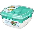 Sistema Salad Max TO GO Lunch Box | 1.63L Food Storage Container with Individual Compartments | Teal