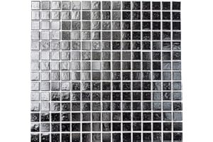 MOSANI MOS50-0302 Carrelage mosaïque en verre noir - Spots de douche, mur de salle de bain, mur de cuisine