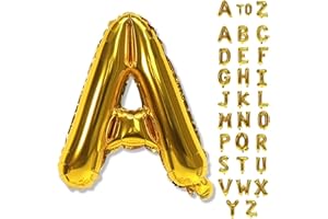 LINGQIANG Letter Balloons Gold, 40 Inch Alphabet Name Balloons, Large Mylar Self Inflating Custom Balloon Letters A Decor, Helium Foil Customize Letter Balloon for Men Women Birthday Party Decorations Supplies