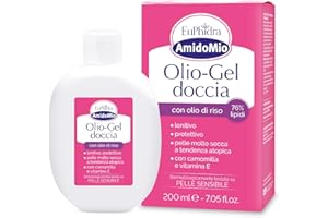 ZETA FARMACEUTICI Euphidra - AmidoMio Olio-Gel Doccia, Detergente Idratante con Olio di Riso e Mandorle, Deterge e Idrata in Profondità la Pelle, Formula Delicata, Senza SLES, 200 ml