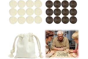 SMCEHEYA Draughts Set, 24 Pcs Checkers with Drawstring Bag, Board Game Pieces Replacement, Quality Stackable Checkers for Kids Learning, Camping