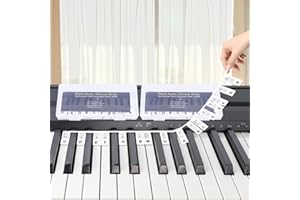 Hyzevee Piano Keyboard Stickers|Movable Piano Keyboard Note Labels|Piano Notes Overlay|Notes Guide for Beginner|88-Key Standard Full-Size Reusable and Comes with Box, Black, 2 Pcs