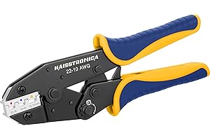 haisstronica Crimping Tool for Heat Shrink Connectors-AWG 22-10 Ratchet Wire Terminal Crimper-Ratcheting Crimper Tools-Available for Insulated Nylon Connectors and Electrical Wire Connectors