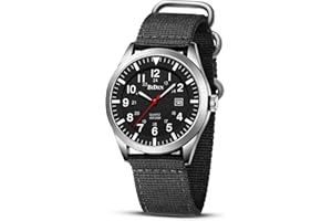 HANPOSH Mens Watches Military Watches for Men Analogue Quartz Waterproof Wrist Watches for Men Date Display Nylon Army Tactical Sports Minimalist Watches