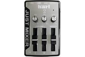 MAKER HART Mélangeur Audio JUST MIXER 2 – Mélangeur de Table Compact à Branchement USB 3 Entrées / 2 Sorties (3.5mm) plus Sortie Audio USB (Argent)