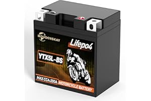 MOUDENSKAY Batería de Litio para Moto 12V Batería de Litio Powersports con BMS(YTX5L-BS 12.8V 2Ah 200CCA) LiFePO4 Batería de Motocicleta para Motocicletas,ATV,UTV,Motos de Agua,etc.