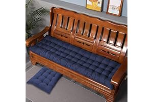 Xpnit Cojín grueso de algodón para banco de 2 y 3 plazas, cojín para banco de jardín, 100 cm, 110 cm / 120 cm / 120 cm / 120 cm / 120 cm, color azul