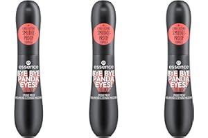‎ESSENCE COSMETICS essence BYE BYE PANDA EYES! SMUDGE-PROOF VOLUMIZING AND DEFINING MASCARA, Nr. 01, Schwarz, langanhaltend, vegan, ohne Mikroplastikpartikel, Nanopartikel frei, ohne Parfüm, 3er Pack (3x16ml)