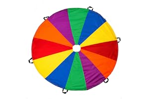 Kids Rainbow Play Parachute 6 Feet with 6 Handles | Outdoor Group Activity Game | Preschool, Kindergarten, Nursery & School Sports Equipment