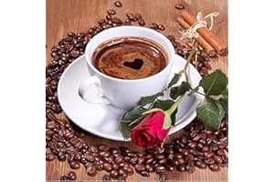 Bimkole Diamond Painting Pintura Diamante 5D Tazas Flores Café Bricolaje Arte, Completo Taladro Diamantes de Imitación Decoración de Pared de Salón 30 * 30cm (x3-422)