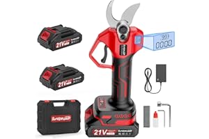 SundpeyPRO 21V Electric Pruning Shears - Cordless Garden Secateurs with 2 X 2.0ah Battery & Brushless Motor - Max 35mm Cutting Diameter Pruning Scissors W/Portable Case for Garden Orchard Tree Branch