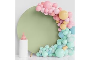 Wokceer 7.2FT Round Backdrop Cover Round Arch Covers Sage Green Spandex Circle Balloon Arch Stand Round Arch Backdrop Cover for Wedding Birthday Party Ceremony Decor