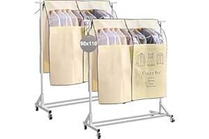 EXLECO Pokrowiec ochronny na ubrania, 90 x 110 cm, włóknina, beżowy, 2 sztuki