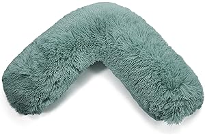 HOMES-LINEN Teddy V Shaped Complete V Pillow or V Case Only For Neck Maternity Back Support Soft Warm Plush Cosy Fleece V Shape Cover (Teddy Cuddles Teal, Teddy Cover Only)