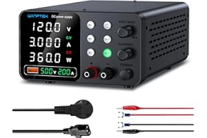 WANPTEK POWER Alimentation de laboratoire 120V 3A avec 3 Mémoires et clé de Verrouillage, Alimentation Stabilisée Réglable avec Protection OCP/Sorties/Charge rapide USB/Affichage LED à 4 chiffres