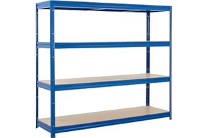 BiGDUG Heavy Duty Garage Shelving Unit - 500kg Per Shelf (2000kg Per Bay) - 177x200x60 cm - 4 Tier Storage Shelves - Blue - Shed Shelving