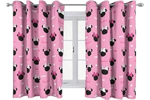 Jay Franco Disney Minnie Mouse Corazones y Amor Cortinas con Ojales para Habitacion de Niños 137cm x 168 cm - 2 Piezas