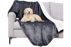 METCHIC Waterproof Dog Blanket for Large Dogs, Ultra Soft Sherpa Fleece Puppy Blanket, Pet Throw Blanket Furniture Protector (Charcoal, 40"x 47")