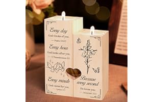 BUIOATA Christian Gifts - Christ Candlestick - Inspirational Religious Gifts for Women & Men - Heart-Shaped Candle Desk Decoration - Baptism & Catholic Gift