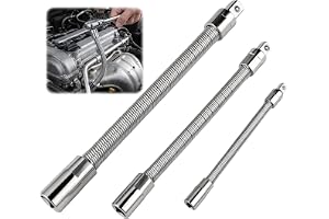 Flexibelt förlängningsstång-set, 3 stycken flexibla hylsnyckelförlängningar för 1/4 3/8 1/2 tum, metallförlängningar med flex