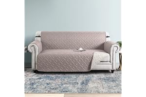 IR IMPERIAL ROOMS Imperial Rooms Sofa Cover 3 Seater Quilted Sofa Slipcovers – Reversible Adjustable Elastic Straps Sofa Covers Waterproof Sofa Protectors From Pets & Kids (Beige-Cream)