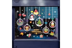 BSITSSS 80 sztuk naklejek na okno, Boże Narodzenie, dekoracja bożonarodzeniowa, dekoracja bożonarodzeniowa, dekoracja bożonarodzeniowa, naklejki na Boże Narodzenie, statyczne naklejki PCW (C)