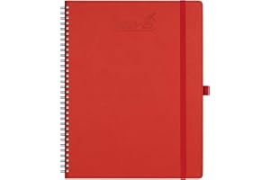 BEZEND Agenda 2024 2025 Semainier Spirale A4 Agenda Scolaire 24 25 Planner A4 | 18 Mois Du juillet. 24 à déc. 25 | Couverture Souple en Cuir PU - Rouge