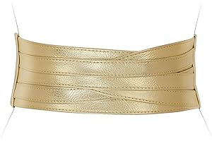 LEACOOLKEY Obi pasek ze sztucznej skóry dla kobiet, szeroki pasek w talii retro do sznurowania do sukienki Holloween