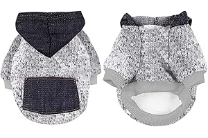 AMAONE wasserdichte Hundemantel Winter Warme Jacke Hunde Welpen Pullover Junge Für Kleine Mit Tasche - Warmer Hund Medium Hoodie Herbst Kleidung Winter Fleece Haustierkleidung Hunde (1107DEBKB-Grey, XL)