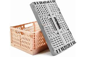 Spesh 2 Piezas Cajas Almacenaje Cocina Cajas Plegable Plastico Cesta Plegable para Armarios, Cajones, Estanterías(Gris+Rosa, 30 * 20 * 12cm)