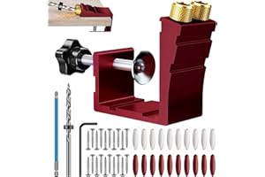 DGUSO Gabarit De Percage Gabarit Trou De Poche Guide Percage Oblique Outil D'Installation Pour éPisser Des Planches De Bois Perceuse à Trous Obliques Travail Du Bois Ouvre Trou Oblique Rouge