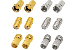 Peslogy F Type Coaxial Cable Extension/Repair Connector Kit 8pcs RG6 Plug Connector and 4pcs Female Extension Couple for Satellite TV Aerial Sky Freesat Virgin NTL Coaxial Cable