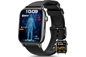 BANLVS Smartwatch Uomo con 𝐆𝐥𝐢𝐜𝐞𝐦𝐢𝐚/𝐇𝐑𝐕/𝐄𝐂𝐆, 1,83" Orologio Fitness con Chiamate, 24H Cardiofrequenzimetro SpO2, Sonno, 150+ Sport, Notifiche Messaggi, IP68 Android iOS Nero