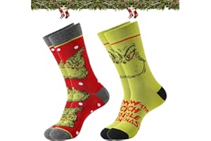 Giugio Skarpety bożonarodzeniowe, Grinch Nowość Christmas Socks, zabawne skarpetki, kolorowe wzory, odświętne skarpety bawełniane, prezent dla mężczyzn i kobiet