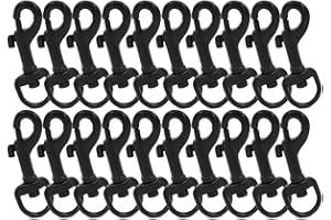 BIKICOCO 1/2'' Swivel Eye Bolt Snaps Trigger Hook Clips for Keys, Key Chains, Tags and Lanyards, Black - Pack of 20