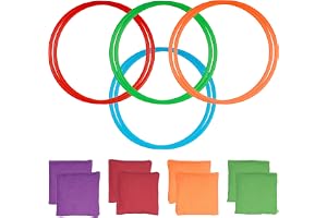 Zhushishunyi 16 Stycken Ringkastspel Barn Utomhus, 8 Fester Kastspel Toss Ringar Set Och 8 Bönpåsar Kastpåsar Sandsäckar Barn, Kastspel För Utomhus Inomhus Camping Trädgårdsspel Kul