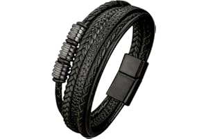 Mochity Pulsera Cuero Hombre, Pulsera Hombre, Pulseras Hombre Ferroso, Pulsera Acero Inoxidable Hombre, Pulsera Vikinga, Con Caja De Regalo, Pulsera Cuero, Pulsera Hombre Acero