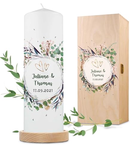 Homestreet Set Regalo Candele Glitterate Con Portacandele In Vetro - 2 Lumini Con Fiocco Di Neve, Scatola Regalo Con Nastro (Argento)