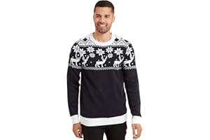 Snuggaroo Mens Reindeer Knitted Nordic Fair Isle Christmas Xmas Jumper