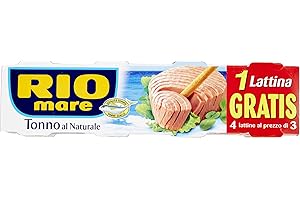 Rio Mare Aletas amarillas de atún al natural, 1% de grasa, 12 latas de 80 g