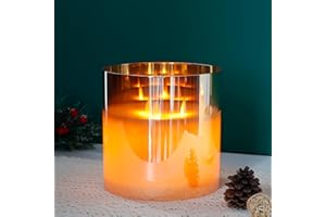 JHY DESIGN Zestaw świec z 3 knotami, świeczki z prawdziwego wosku, bezpłomieniowe świeczki LED na baterie z funkcją timera 6 godzin i efektem 3D, do Bożego Narodzenia, salonu, wesela (mały, złoty)