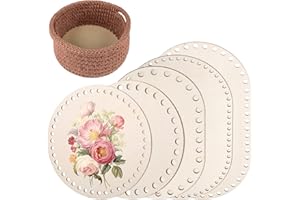 sdhiiolp 5 Stück Korbboden zum HäKeln Korbboden Aus Holz Holzboden zum HäKeln korbflechten Set Naturholzkorbboden Korb Flechten Set Crochet Basket für DIY Korbflechten 15/20/25/30cm Ovaler/Rund
