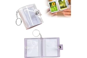LONIMIA 2 Stück Mini-Fotoalbum 2 Zoll Foto-Schlüsselanhänger mit 20 Taschen Personalized Foto Album Kartenhalter zum Fotoaufbewahrung, Tragbares Mini Fotoalbum, Geschenkidee (2 Farben)